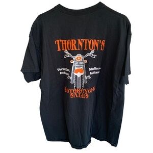 Thornton’s Motorcycle Sales Tee Shirt Indiana Mens Adult Size XL Black